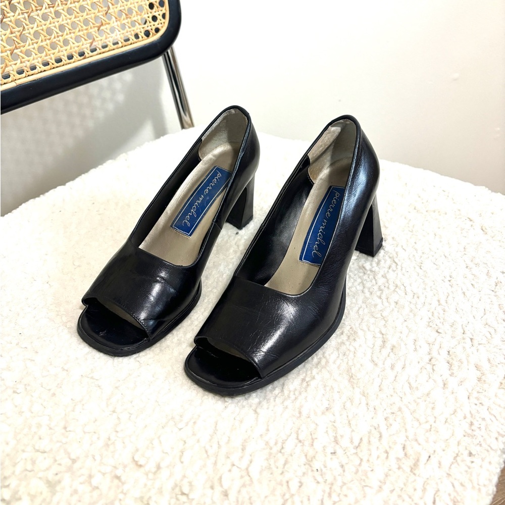 vintage black leather heels